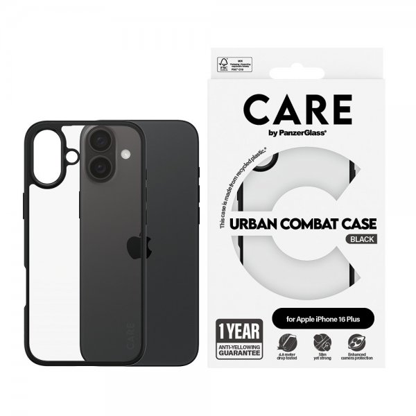CARE by PanzerGlass iPhone 16 Plus Deksel Urban Combat Svart