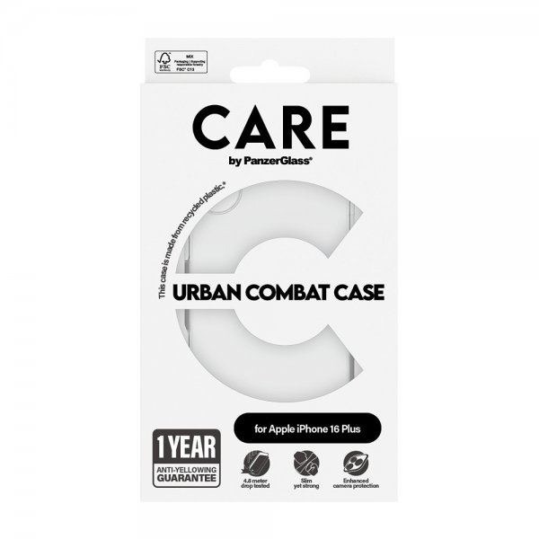 CARE by PanzerGlass iPhone 16 Plus Deksel Urban Combat Transparent