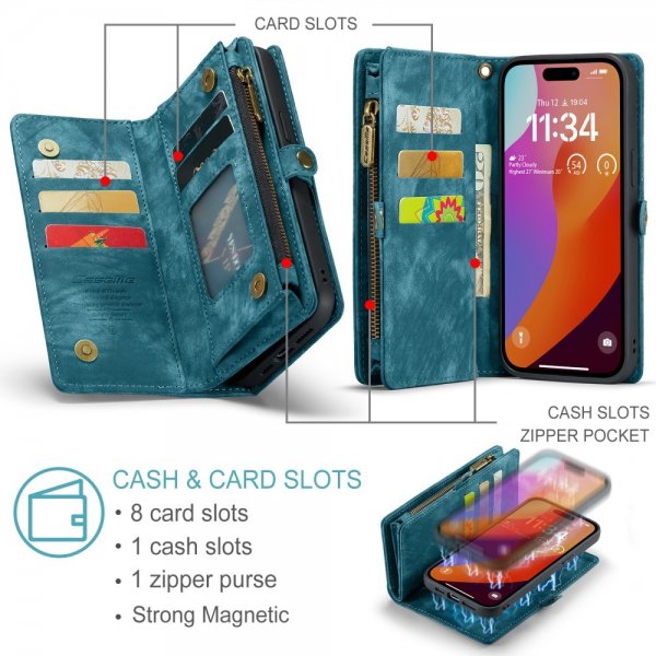 CaseMe iPhone 16 Pro Etui 008 Series Avtakbart Deksel Blå