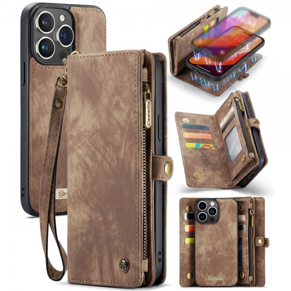 CaseMe iPhone 16 Pro Etui 008 Series Avtakbart Deksel Brun