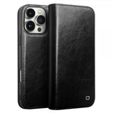Qialino iPhone 16 Pro Etui Ekte Skinn Svart