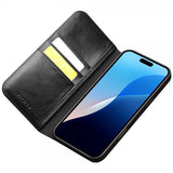 Qialino iPhone 16 Pro Etui Ekte Skinn Svart