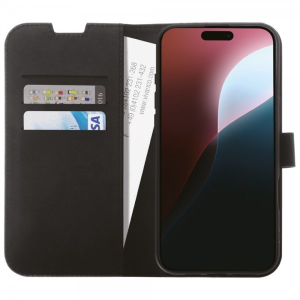 Vivanco iPhone 16 Pro Etui Classic Wallet Svart