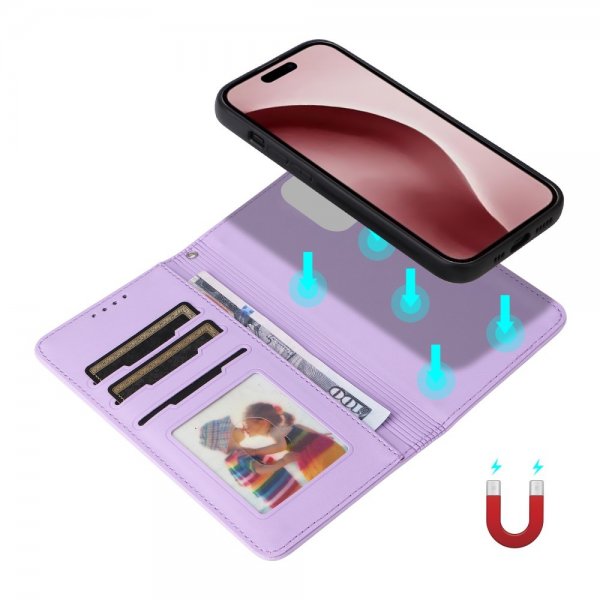 Betopnice iPhone 16 Pro Etui Avtagbart Deksel 005 Lilla