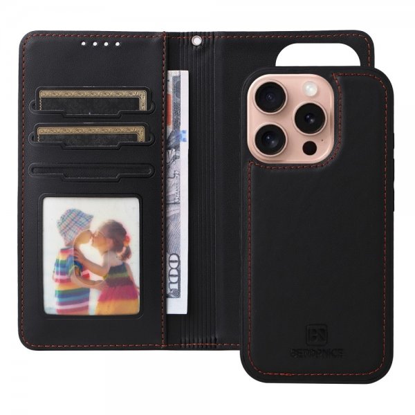 Betopnice iPhone 16 Pro Etui Avtagbart Deksel 005 Svart