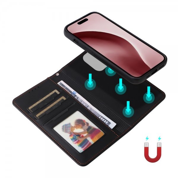 Betopnice iPhone 16 Pro Etui Avtagbart Deksel 005 Svart