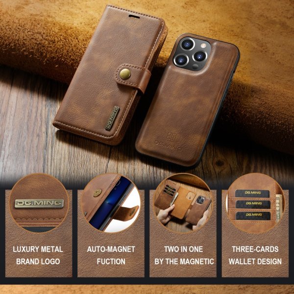 Dg.Ming iPhone 16 Pro Etui Avtagbart Deksel Brun