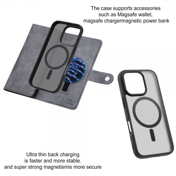 VILI iPhone 16 Pro Etui Avtagbart Deksel GV Series MagSafe Grå