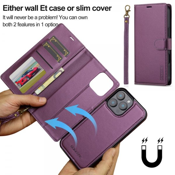 Lc.Imeeke iPhone 16 Pro Etui Avtagbart Deksel L2 Series MagSafe Lilla