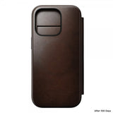 Nomad iPhone 16 Pro Etui Modern Leather Folio Horween Rustic Brown