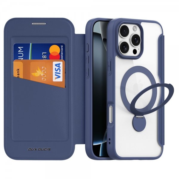 Dux Ducis iPhone 16 Pro Etui Skin X Pro Series Kickstand MagSafe Blå