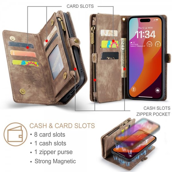 CaseMe iPhone 16 Pro Max Etui 008 Series Avtakbart Deksel Brun