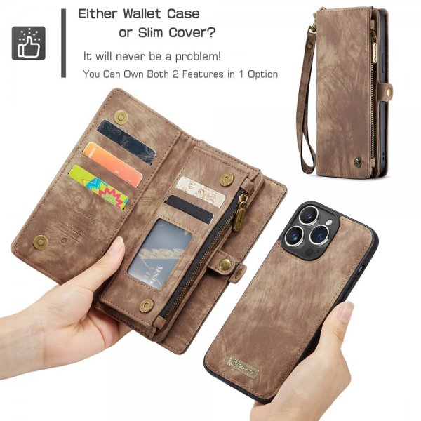 CaseMe iPhone 16 Pro Max Etui 008 Series Avtakbart Deksel Brun