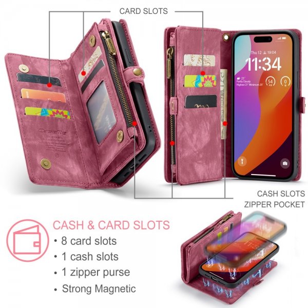 CaseMe iPhone 16 Pro Max Etui 008 Series Avtakbart Deksel Rød