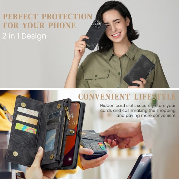CaseMe iPhone 16 Pro Max Etui 008 Series Avtakbart Deksel Svart