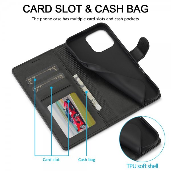 Lc.Imeeke iPhone 16 Pro Max Etui med Kortlomme stativfunksjon Svart