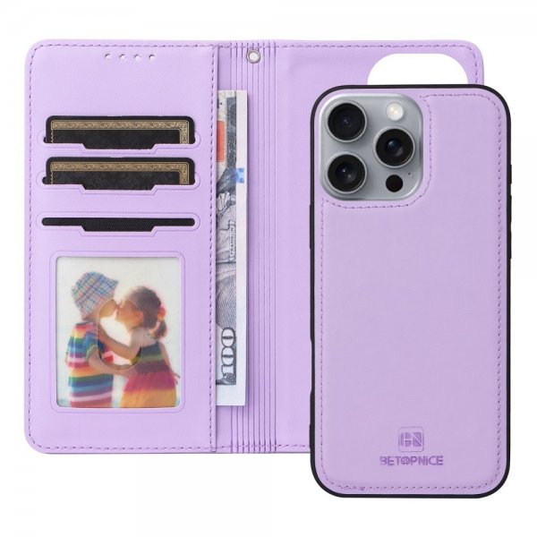 Betopnice iPhone 16 Pro Max Etui Avtagbart Deksel 005 Lilla