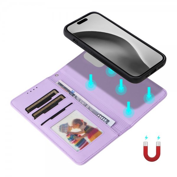 Betopnice iPhone 16 Pro Max Etui Avtagbart Deksel 005 Lilla