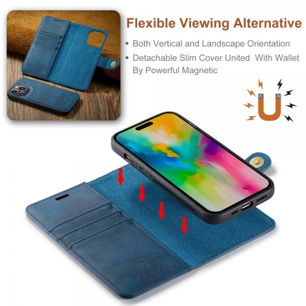 Dg.Ming iPhone 16 Pro Max Etui Avtagbart Deksel Blå