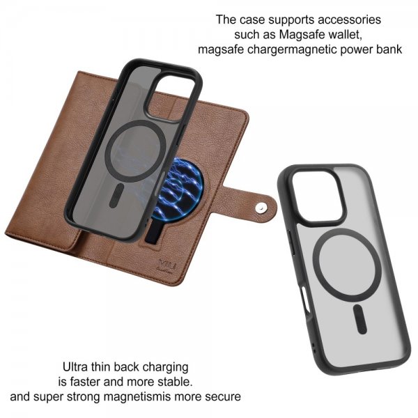 VILI iPhone 16 Pro Max Etui Avtagbart Deksel GV Series MagSafe Brun