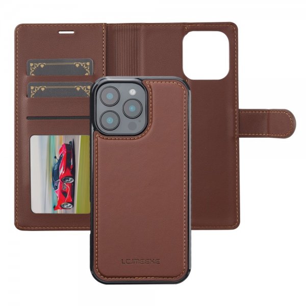 Lc.Imeeke iPhone 16 Pro Max Etui Avtagbart Deksel L2 Series MagSafe Brun