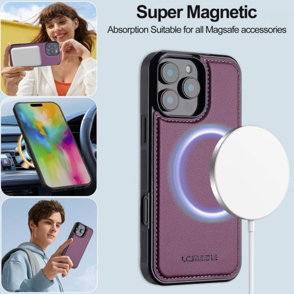 Lc.Imeeke iPhone 16 Pro Max Etui Avtagbart Deksel L2 Series MagSafe Lilla