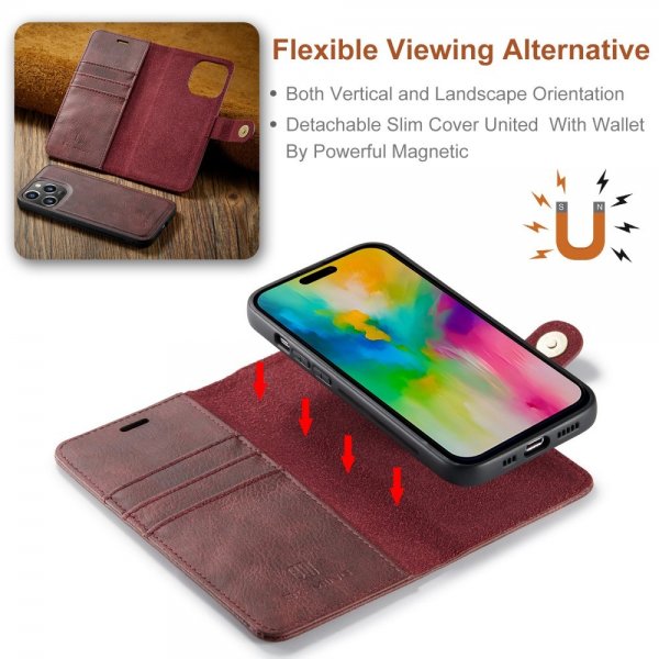 Dg.Ming iPhone 16 Pro Max Etui Avtagbart Deksel Rød
