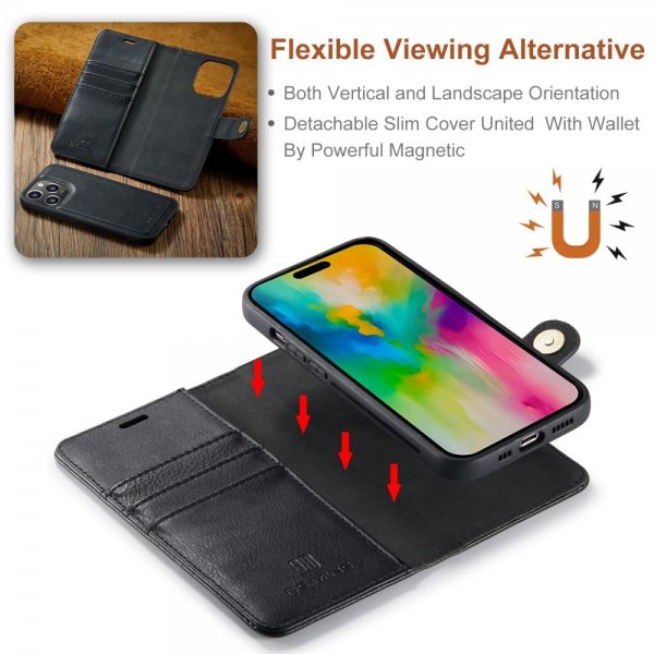 Dg.Ming iPhone 16 Pro Max Etui Avtagbart Deksel Svart