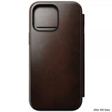 Nomad iPhone 16 Pro Max Etui Modern Leather Folio Horween Rustic Brown