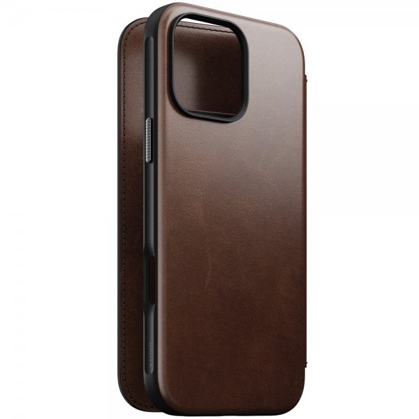 Nomad iPhone 16 Pro Max Etui Modern Leather Folio Horween Rustic Brown