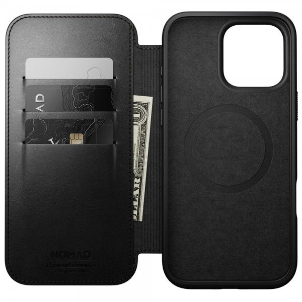 Nomad iPhone 16 Pro Max Etui Modern Leather Folio Horween Svart
