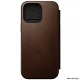Nomad iPhone 16 Pro Max Etui Modern Leather Folio Brun