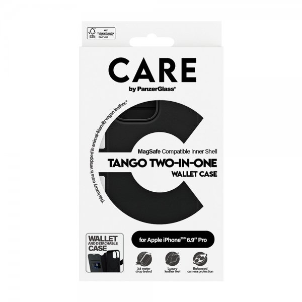CARE by PanzerGlass iPhone 16 Pro Max Etui Tango Two-in-One Wallet MagSafe Svart