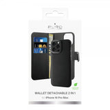 Puro iPhone 16 Pro Max Etui Wallet Detachable 2 in 1 Svart