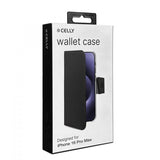 Celly iPhone 16 Pro Max Etui Wally Wallet Case Svart
