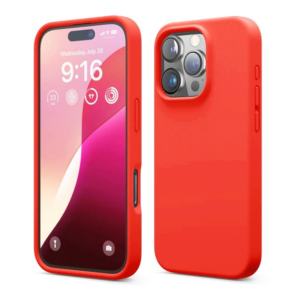 Rvelon iPhone 16 Pro Max Deksel Silikon Rød