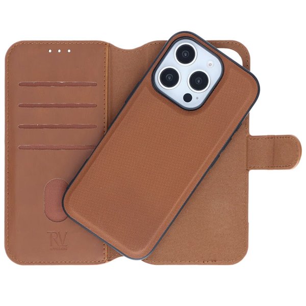 Rvelon iPhone 16 Pro Max Etui Detachable Wallet Case Brun