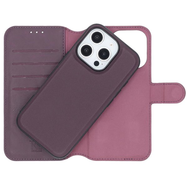 Rvelon iPhone 16 Pro Max Etui Detachable Wallet Case Lilla