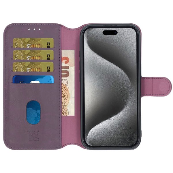 Rvelon iPhone 16 Pro Max Etui Detachable Wallet Case Lilla