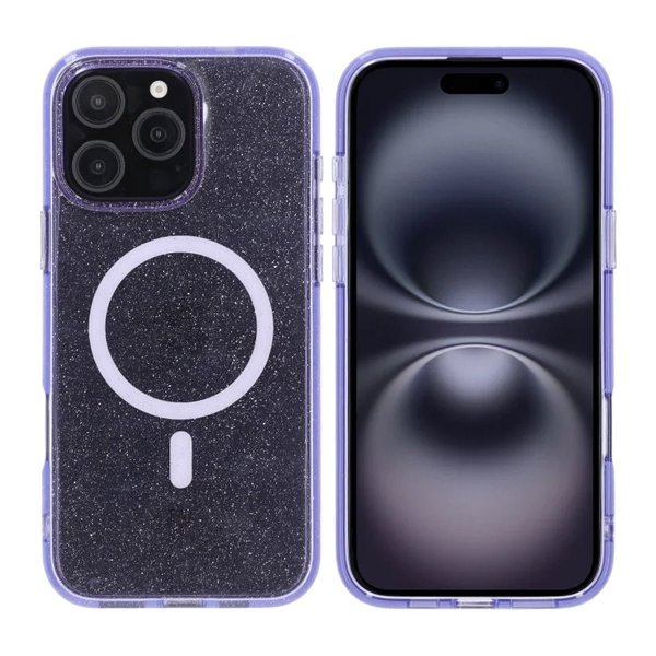 Rvelon iPhone 16 Pro Max Deksel Glitter MagSafe Lilla