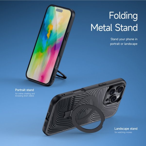 Dux Ducis iPhone 16 Pro Max Deksel Aimo Series MagSafe Kickstand Svart
