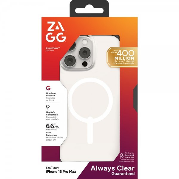 Zagg iPhone 16 Pro Max Deksel Crystal Palace Lite Snap Transparent