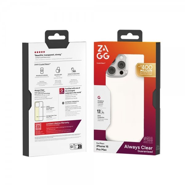 Zagg iPhone 16 Pro Max Deksel Crystal Palace Transparent