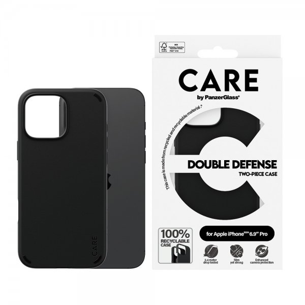 CARE by PanzerGlass iPhone 16 Pro Max Deksel Double Defence Svart