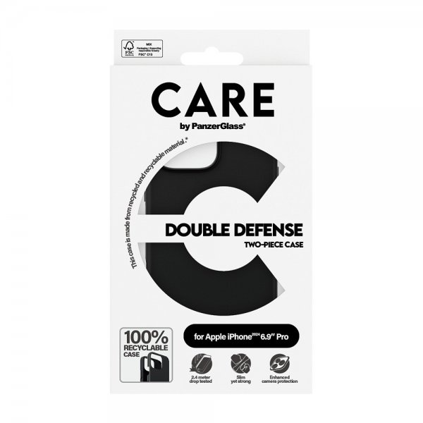 CARE by PanzerGlass iPhone 16 Pro Max Deksel Double Defence Svart