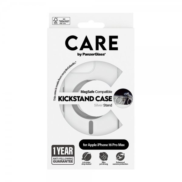CARE by PanzerGlass iPhone 16 Pro Max Deksel Kickstand MagSafe Sølv