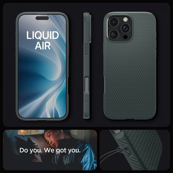 Spigen iPhone 16 Pro Max Deksel Liquid Air Abyss Green