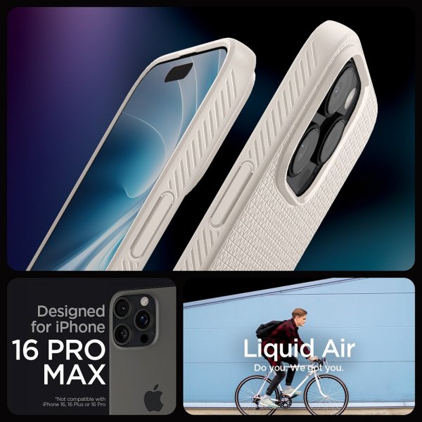 Spigen iPhone 16 Pro Max Deksel Liquid Air Natural Titanium