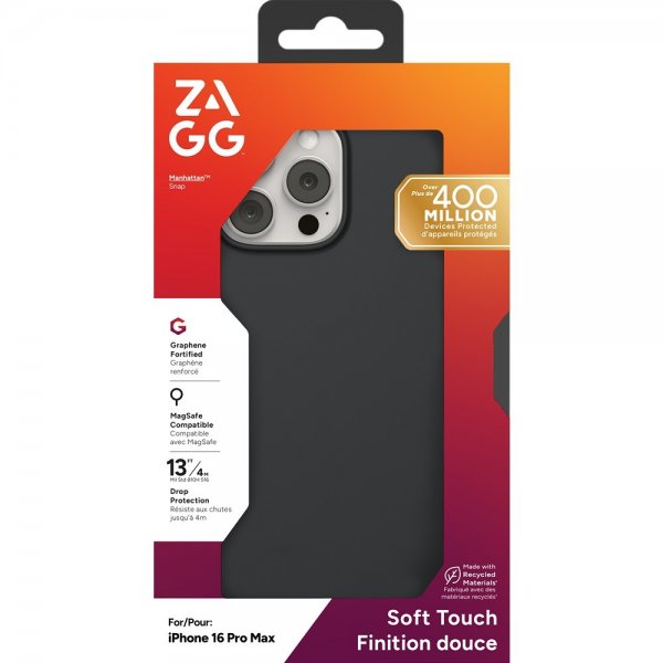 Zagg iPhone 16 Pro Max Deksel Manhattan Snap Svart