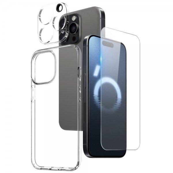 Northjo iPhone 16 Pro Max Deksel med Skjermbeskytter og Kamerabeskytter 3-i-1